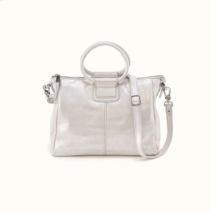 Sheila Medium Satchel In Metallic Leather - Silver