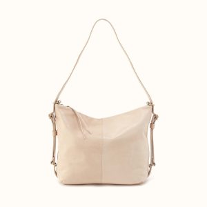 Emily Convertible Backpack In Buffed Leather - Frosted Pearl