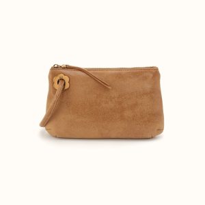 Daisy Daze Large Wristlet in Buffed Leather - Whiskey