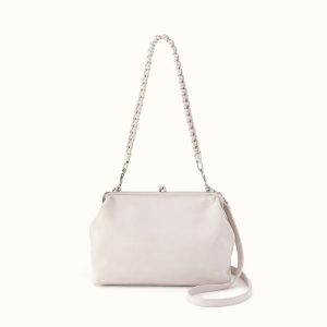 Alba Frame Large Shoulder Bag in Buffed Leather - Stone