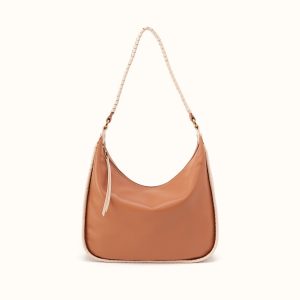 Mia Crescent Large Hobo in Smooth Leather - Warm Cashew