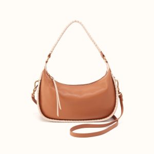 Mia Crescent Hobo in Smooth Leather - Warm Cashew