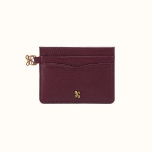 Charmed Card Case in Pebbled Leather - Mulberry Glaze