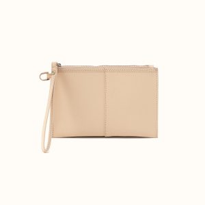 Vida Small Pouch In Micro Pebbled Leather - Almond