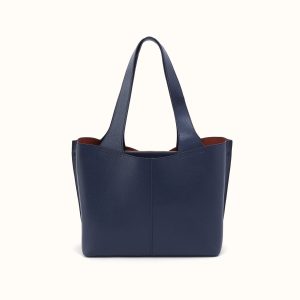 Vida Tote In Micro Pebbled Leather - Mood Indigo