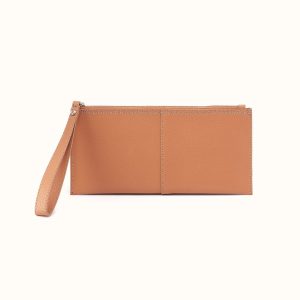 Vida Large Pouch in Micro Pebbled Leather - Biscuit