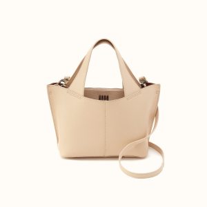 Vida Small Tote In Micro Pebbled Leather - Almond