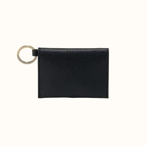 Vida Card Case In Micro Pebbled Leather - Black