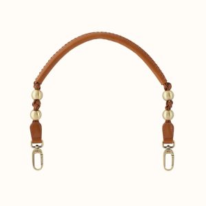 Tamborine Strap In Polished Leather - Truffle