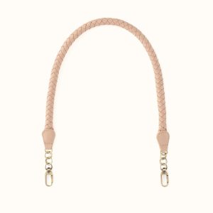 Skinny Braid Strap In Pebbled Leather - Stonewash