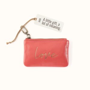Sentiment Pouch in Polished Leather - Pink Mirage Love