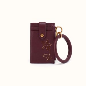 Ring Credit Card Wristlet in Pebbled Leather - Mulberry Glaze