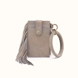 Ring Credit Card Wristlet in Nubuck Leather - Golden Granite
