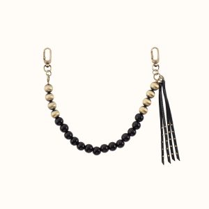 Taos Bead Swag In Pebbled Leather - Black