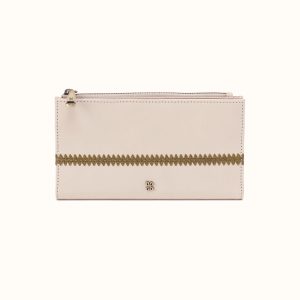 Jill Large Bifold Wallet In Polished Leather - Pale Flax