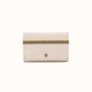 Jill Trifold Wallet In Polished Leather - Pale Flax