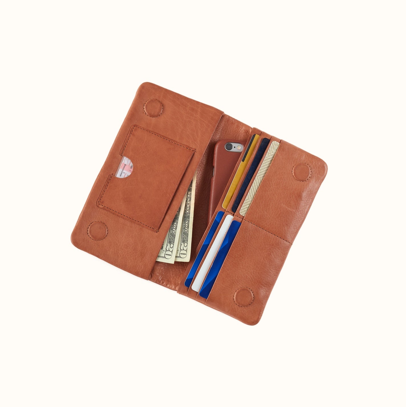 Lumen Continental Wallet in Washed Leather - Harvest Wheat - Image 2