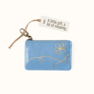 Sentiment Pouch In Polished Leather - Faded Denim