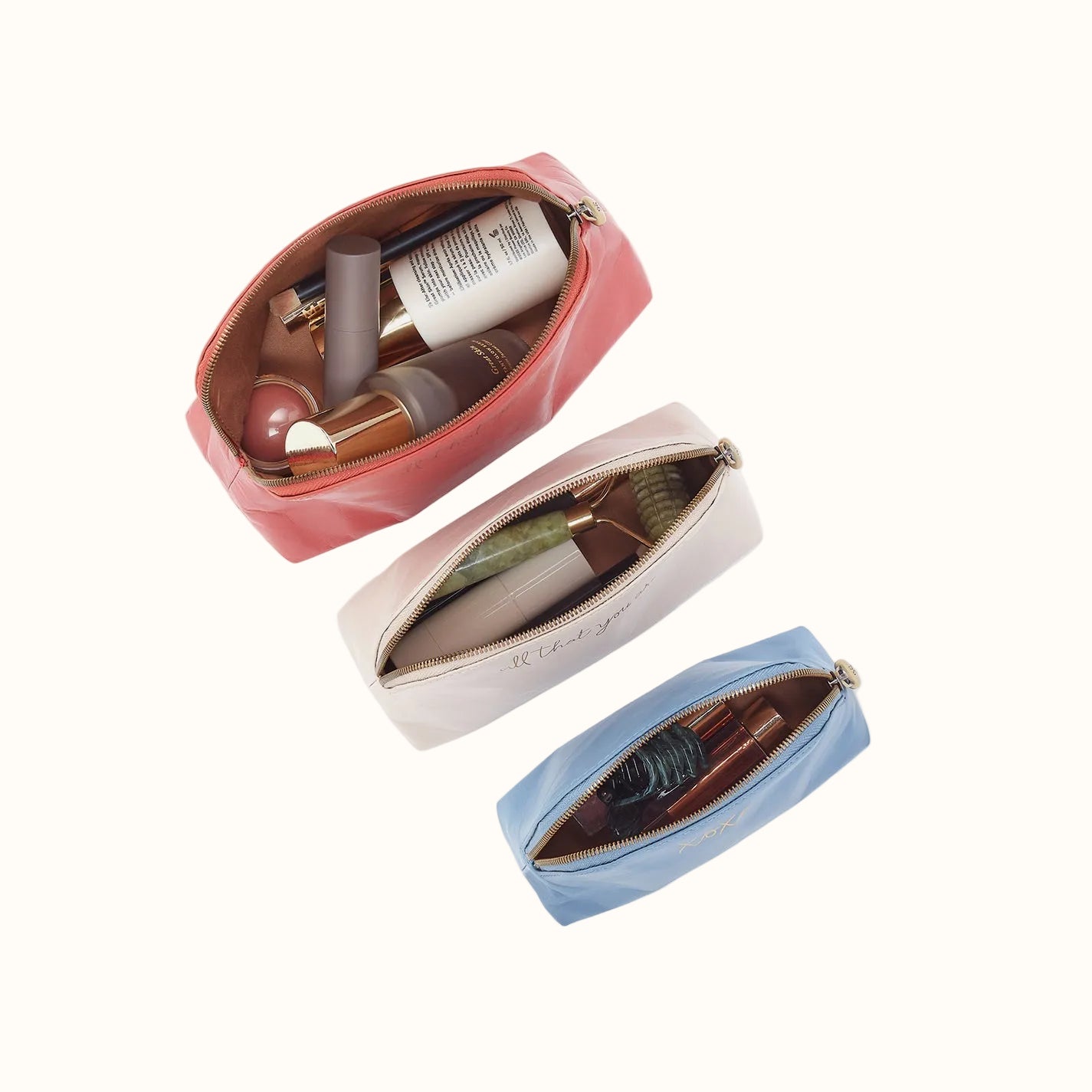 Tri-Pouch In Polished Leather - Pink Mirage - Image 2
