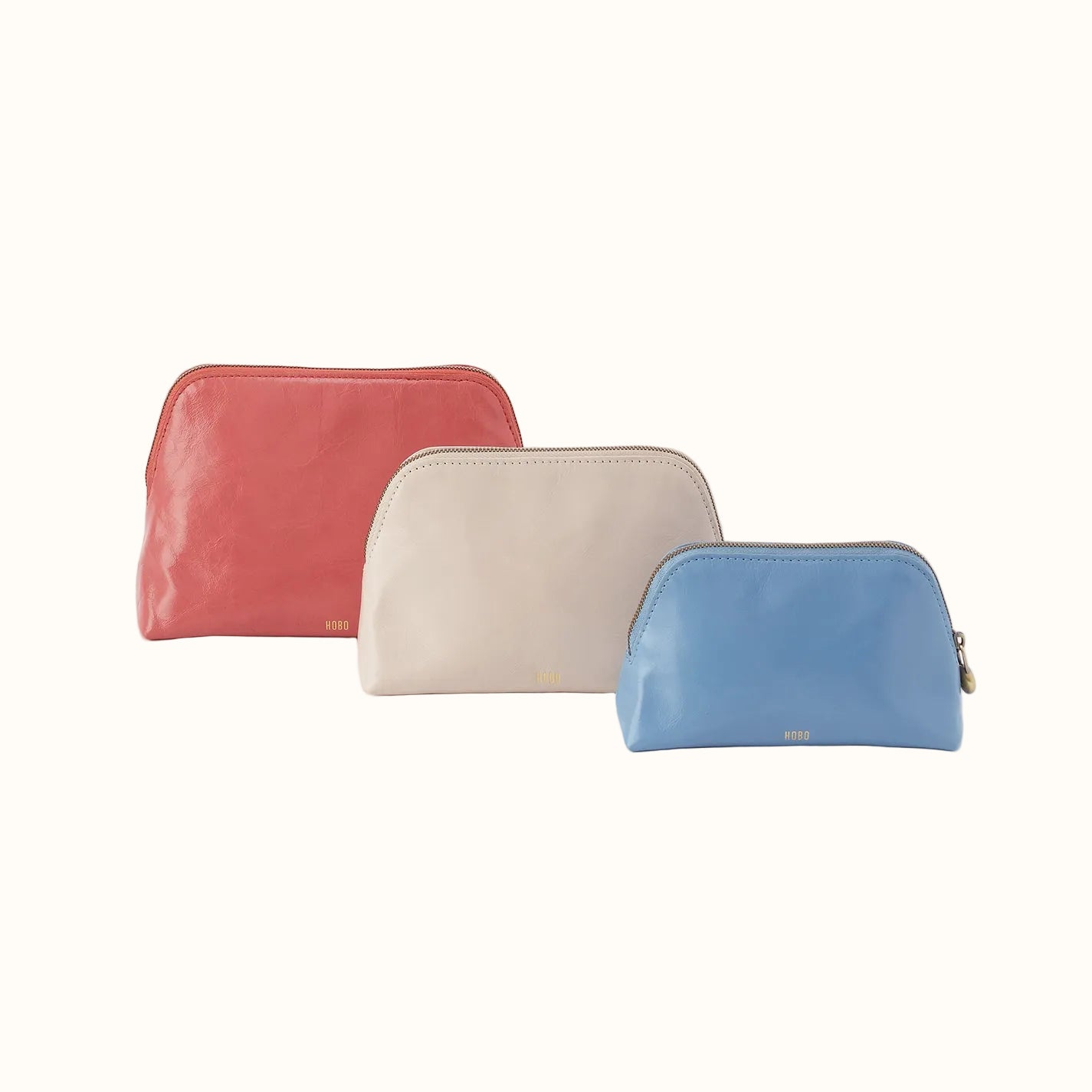Tri-Pouch In Polished Leather - Pink Mirage - Image 3