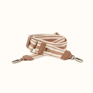 Webbing Guitar Strap In Pebbled Leather - Brown Sugar