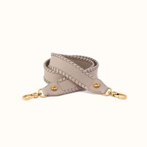 Whipstitch Guitar Strap in Pebbled Leather - Taupe