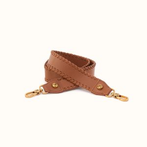 Whipstitch Guitar Strap in Pebbled Leather - Warm Honey