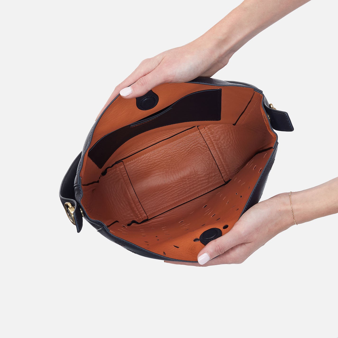 Catalina Hobo In Smooth Leather - Navy - Image 3
