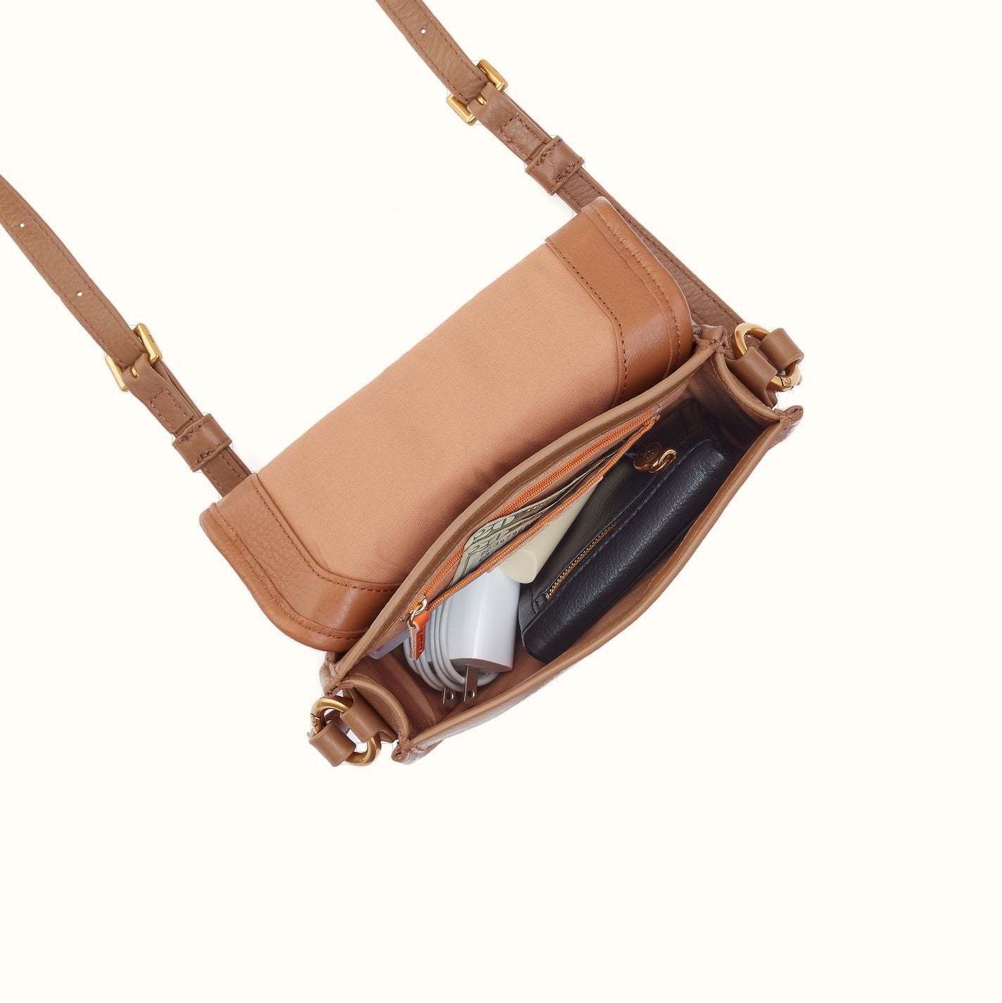 Kiva Small Crossbody In Pebbled Leather - Timber Brown - Image 2
