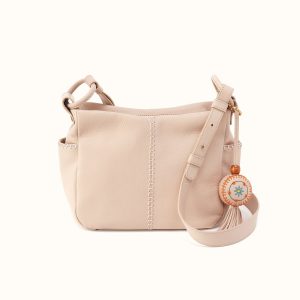 Sheila Crossbody With Charm In Pebbled Leather - Stonewash