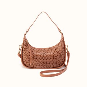 Mia Crescent Hobo in Sun-Perf Leather - Canyon Petal