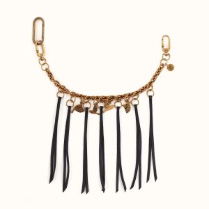 Dove Fringe Chain Swag In Pebbled Leather - Black