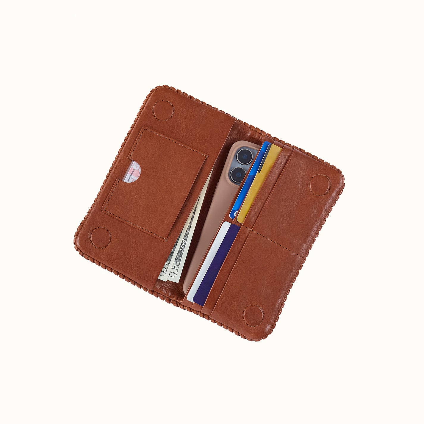 Lumen Continental Wallet In Washed Leather - Kindling Brown - Image 2