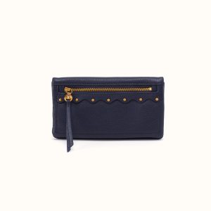 Lumen Continental Wallet In Pebbled Leather - Ink Navy