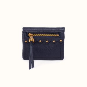 Lumen Mini Wallet In Pebbled Leather - Ink Navy