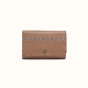 Jill Trifold Wallet In Polished Leather - Woodsmoke