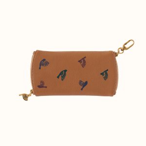 Spark Double Eyeglass Case In Pebbled Leather - Timber Brown