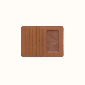 Euro Slide Card Case In Pebbled Leather - Timber Brown