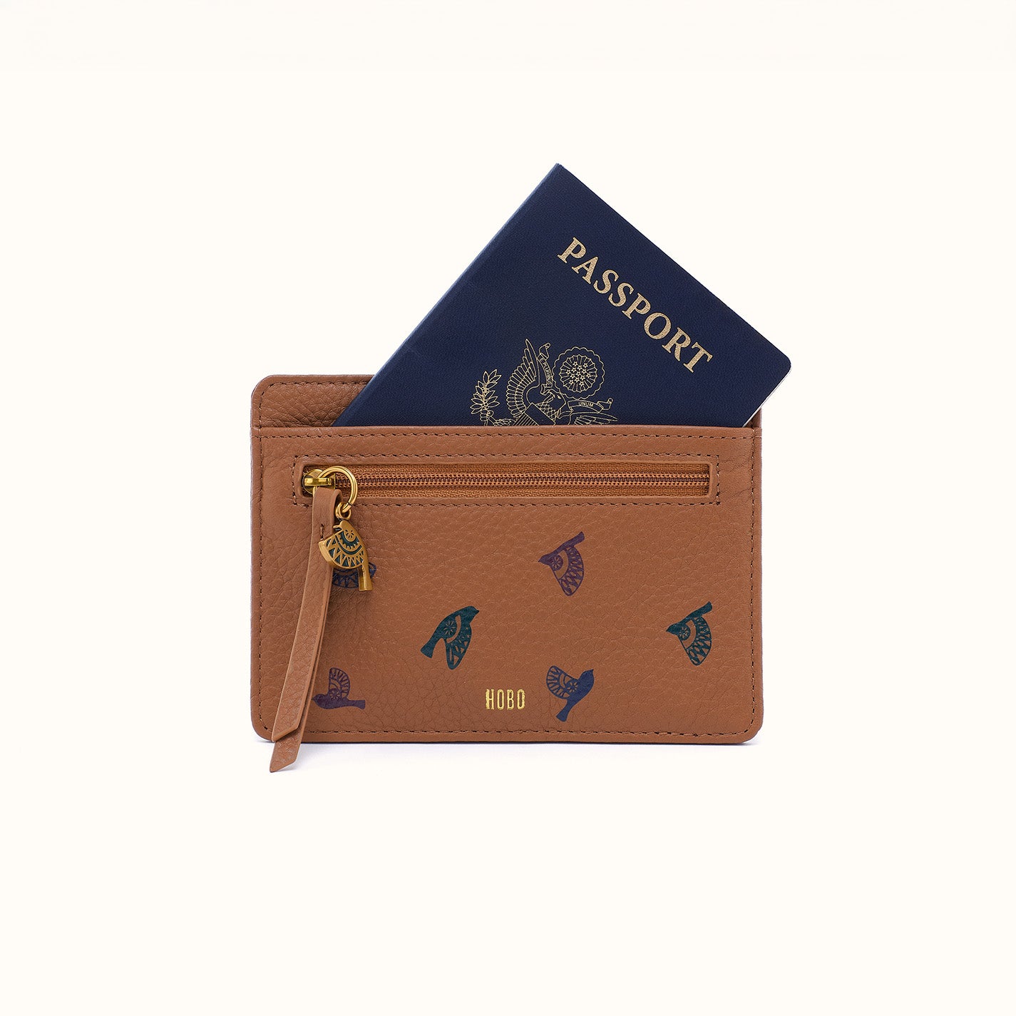 Euro Slide Card Case In Pebbled Leather - Timber Brown - Image 2