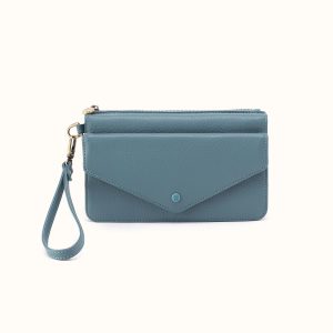 Goldie Wristlet in Pebbled Leather - Agave Leaf