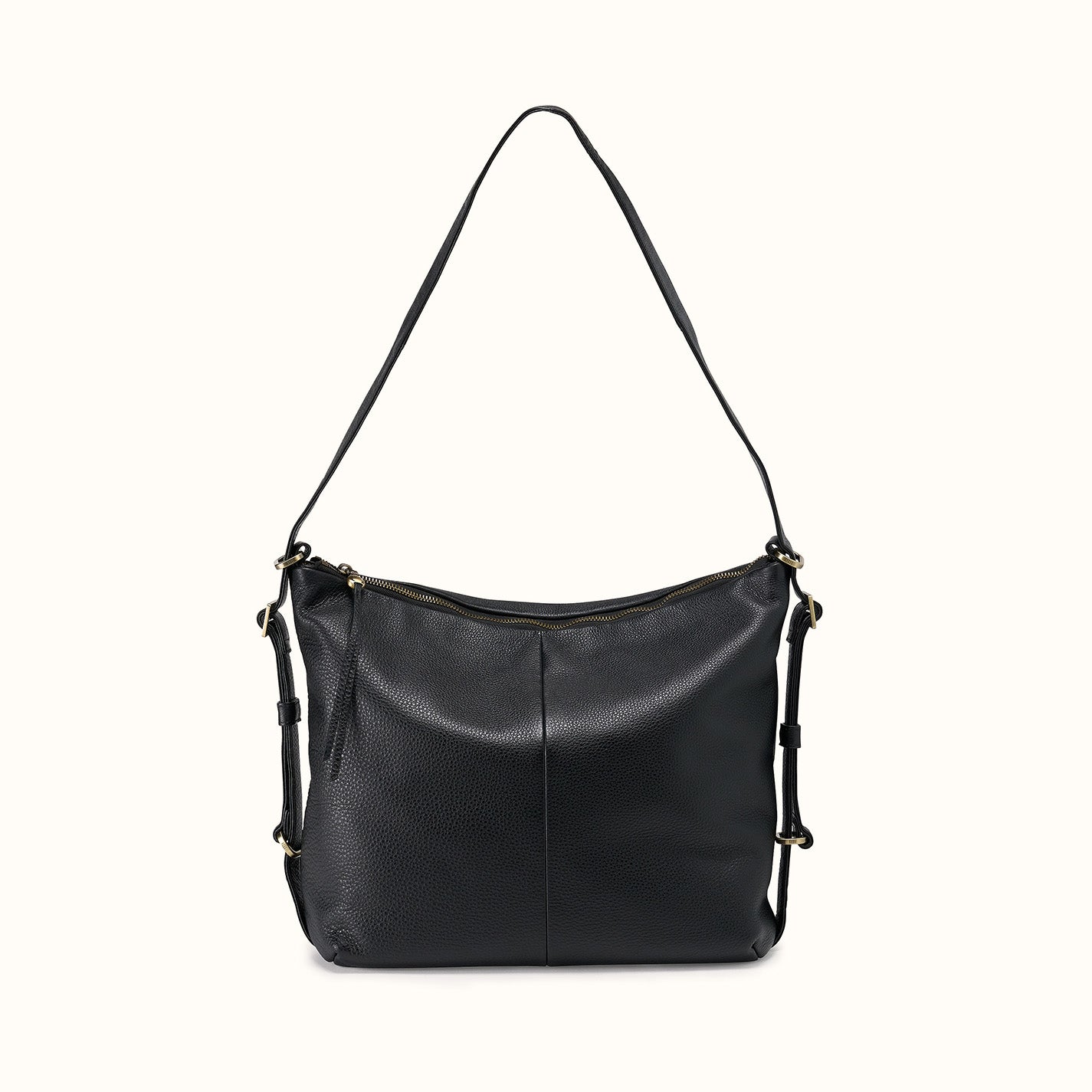 Emily Convertible Backpack in Pebbled Leather - Black