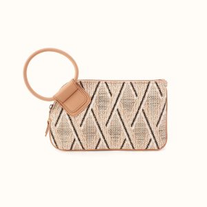 Sable Wristlet In Multi Weave With Leather Trim - Cream Raffia