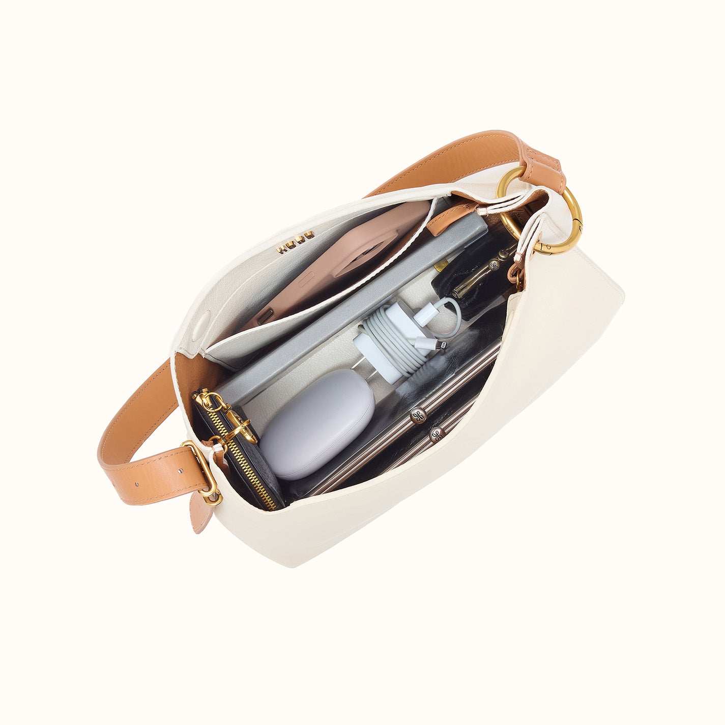 Rayna Shoulder Bag in Double-Faced Leather - Soft White - Image 2