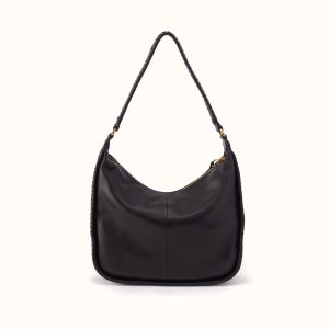 Mia Crescent Large Hobo In Smooth Leather - Black