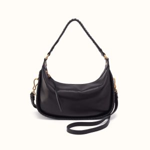 Mia Crescent Hobo In Smooth Leather - Black