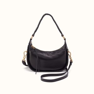 Mia Crescent Small Hobo In Smooth Leather - Black