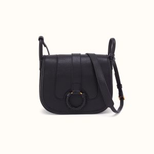 Kiva Large Crossbody in Pebbled Leather - Black