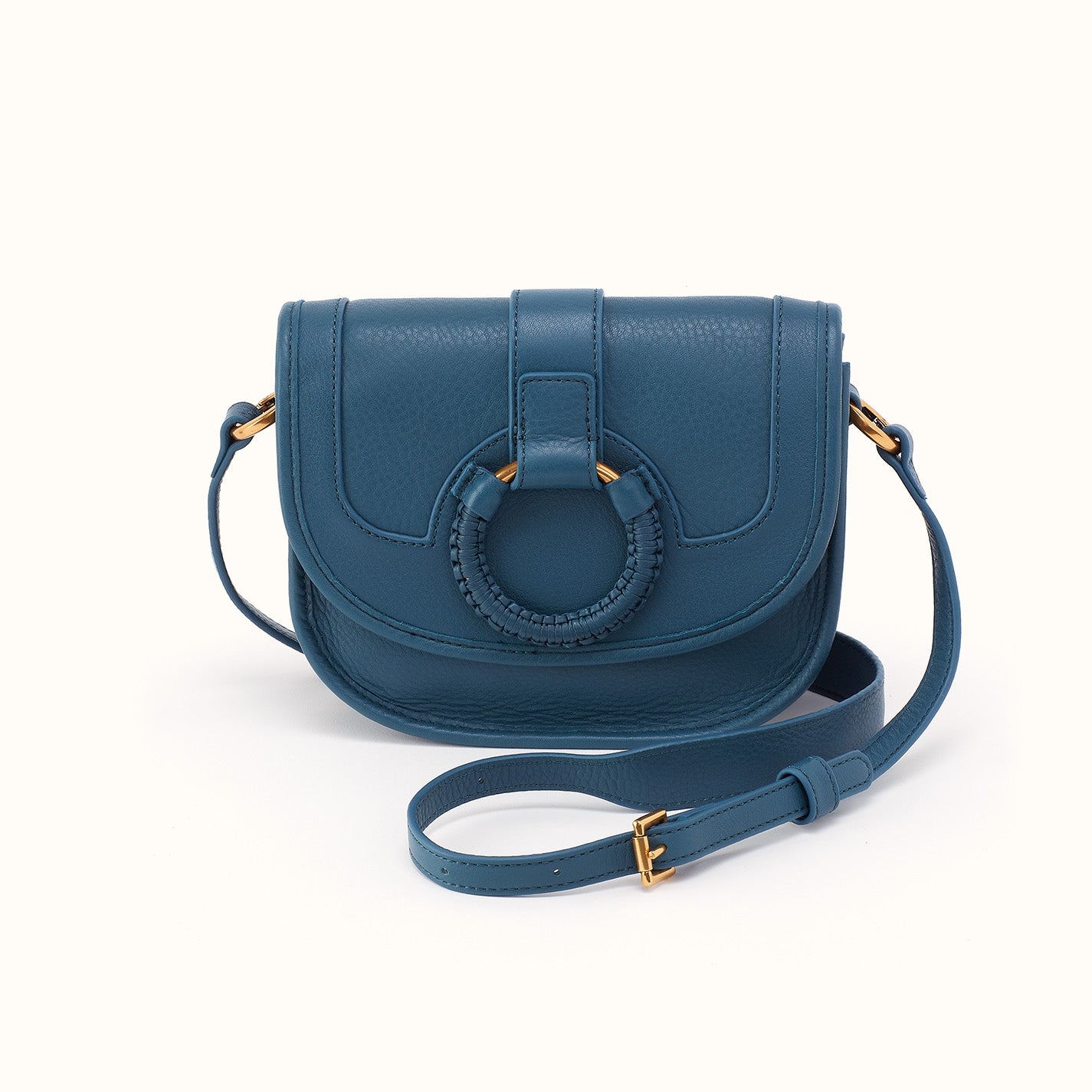 Kiva Small Crossbody in Pebbled Leather - Peacock Feather