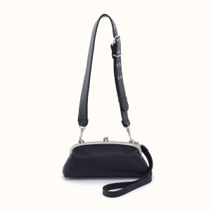 Alba Frame Small Shoulder Bag In Pebbled Leather - Black
