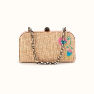 Lauren Minaudiere In Woven Straw - Natural Straw